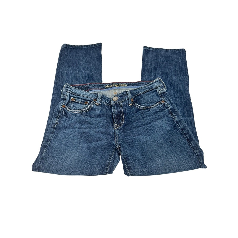 American Eagle Hipster Jeans Womens 6 Reg Low Rise Bootcut Blue Denim Y2K